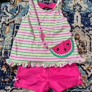 NEW girls matching set. Pink, watermelon purse detail.